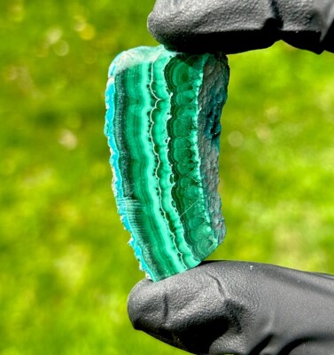 Hand Polished MALACHITE & CHRYSOCOLLA Crystal Mineral Slice - Kolwezi, DR CONGO