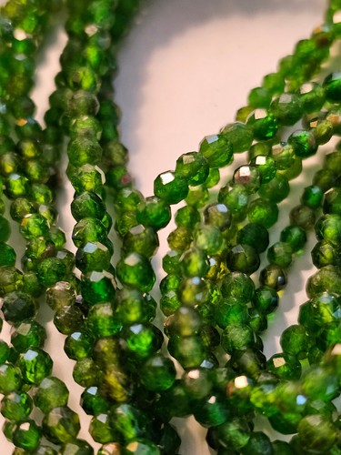 Green Chrome Diopside Sterling Silver Multi-Row Necklace, 16" - Picture 6 of 6