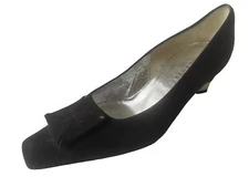 Christian Lacroix Shoe Womens size 37 Black Suede Vintage Kitten Heel Square Toe