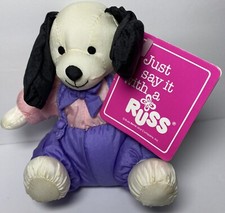 Russ Luv Pet Dog Plush Stuffed Toy 5 Overalls Pink Purple W/Tags HTF