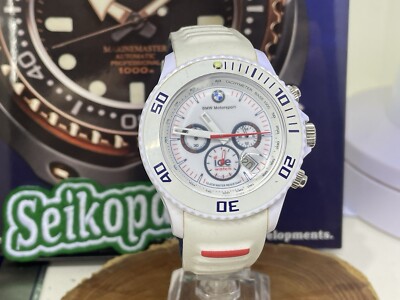 Ice Watch BMW Chronograph weiß großes Quarzwerk weißes Silikonarmband