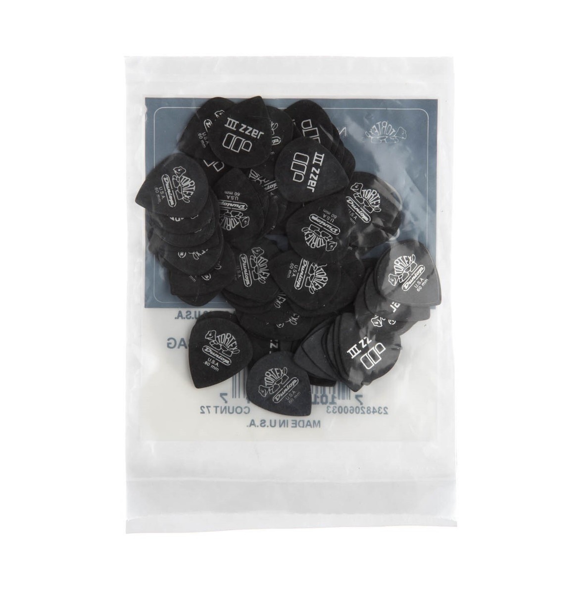 Dunlop Guitar Picks Tortex Pitch Black Jazz 72 Pack .60mm 482R.60