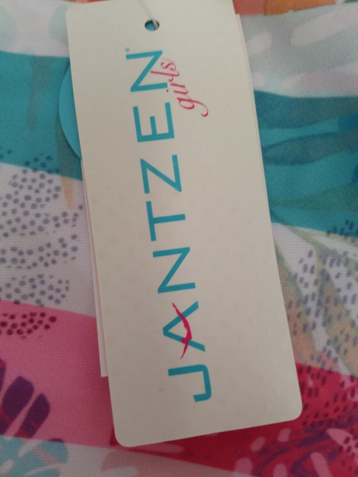 Nuevo Traje de baño JANTZEN para niñas pequeñas talla 4T 2 piezas a rayas tropicales múltiples Foto 3 de 4