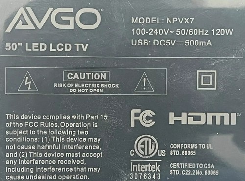 AVGO TV NPVX7 Power Button and IR Receiver KB-6160 - Picture 2 of 9