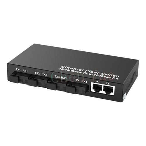 10/100M Single Mode Single Fiber Fiber Optic Media Converter 4 SC Fiber 2 RJ45 - Picture 2 of 5