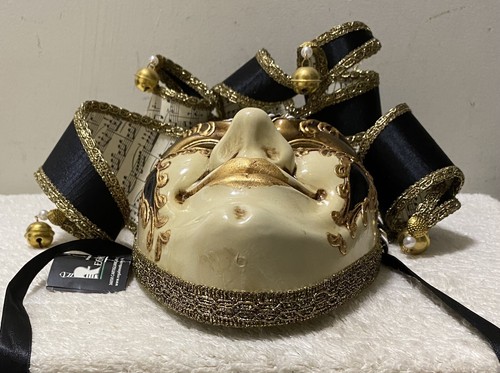Autentica maschera completa VENEZIA originale dipinta a mano Made Italy note musicali campane - Foto 3 di 8