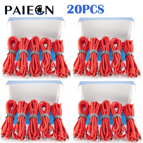 20Pack USB C Type-C Cable Braided Cord 60W 3A Fast Charging Data Sync 6FT