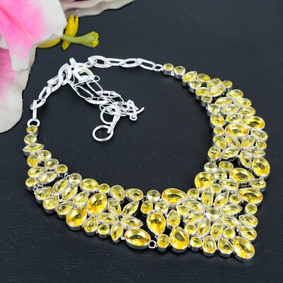Citrine Gemstone 925 Sterling Silver Jewelry Necklace Gift For Her Birthday