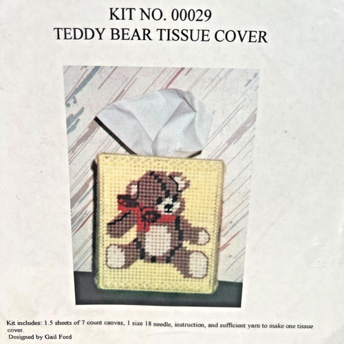 teddy-bear-plastic-canvas-tissue-box-cover-craft-kit-pg-s-designs-new