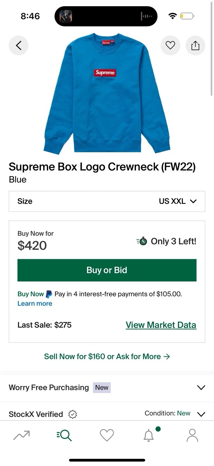 Col rond logo bleu Supreme boîte FW22