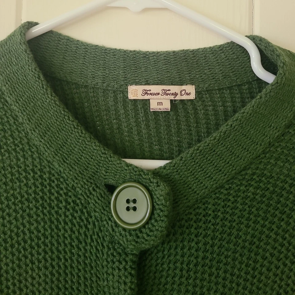 Suéter Forever Twenty One Mujer Jrs Talla M Lana Verde Tejido Top A Presión Con Botones Foto 4 de 4