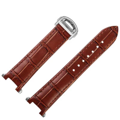 Brown Strap Band for Car.tier Pasha Quick-Release Alligator/Crocodile Print 19mm - Photo 1/4