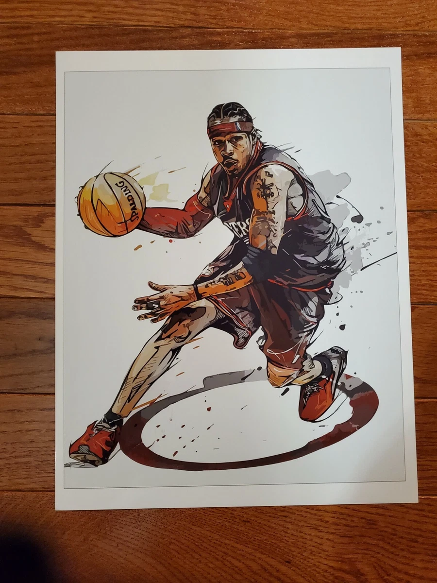 ALLEN IVERSON Art Print Photo Rare 8 x 10" Poster PHILADELPHIA 76ERS SIXERS