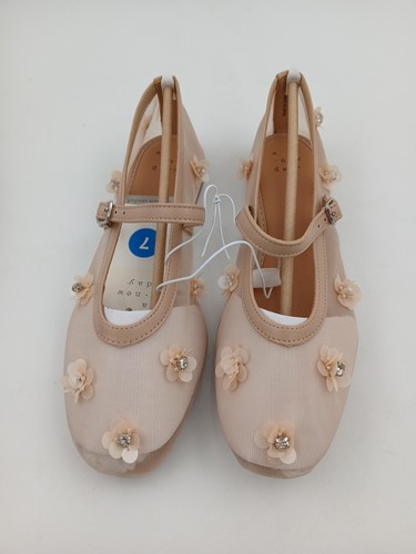 A New Day Everly Flats Shoes Womens Size 7 Beige Memory Foam Flower Embellished - Picture 3 of 8