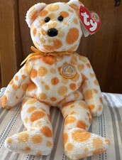 🟠 ALANI 🟠 2004 Ty Beanie Babies Orange Polka Dot BEAR Baby BBOM Tag *MWMT*