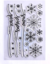 Let It Snow Season Greetings Peace Clear Stamps Snowflake for Paper Craft Card M