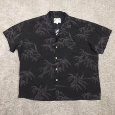 Paradise Found Shirt Mens XL Black Floral Hawaiian Tropical Aloha Tiki Camp