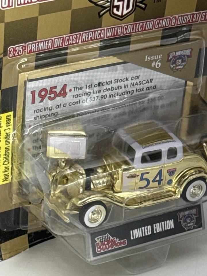 Racing Champions NASCAR 50th Anniversary 1954 Gold Diecast Car Issue #6 — 第 3/4 张图片