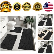 Bathroom Rug Set 3 Piece Non Slip Washable Bath Mat Set