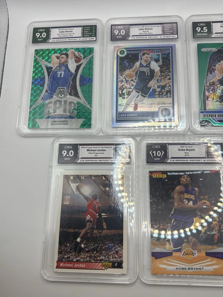 Lote de 7 cartas de losas de baloncesto graduadas CBG Michael Jordan, Kobe Bryant, Luka, Curry Foto 3 de 4