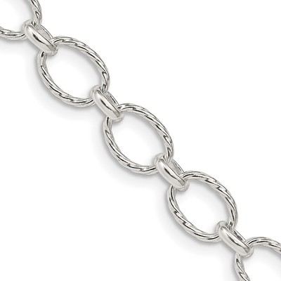 Sterling Silber 6,1 mm ausgefallen gemustert Rolo Kette Halskette