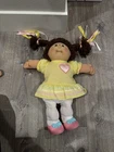 Vintage Cabbage Patch Kids Doll Yellow Dress Heart Pigtails Yarn Hair