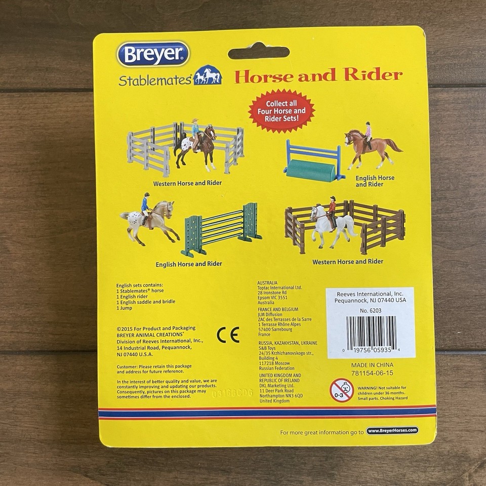 Breyer Stablemates Horse & ENGLISH Rider Set with JUMP #6203 1:32 Scale ...