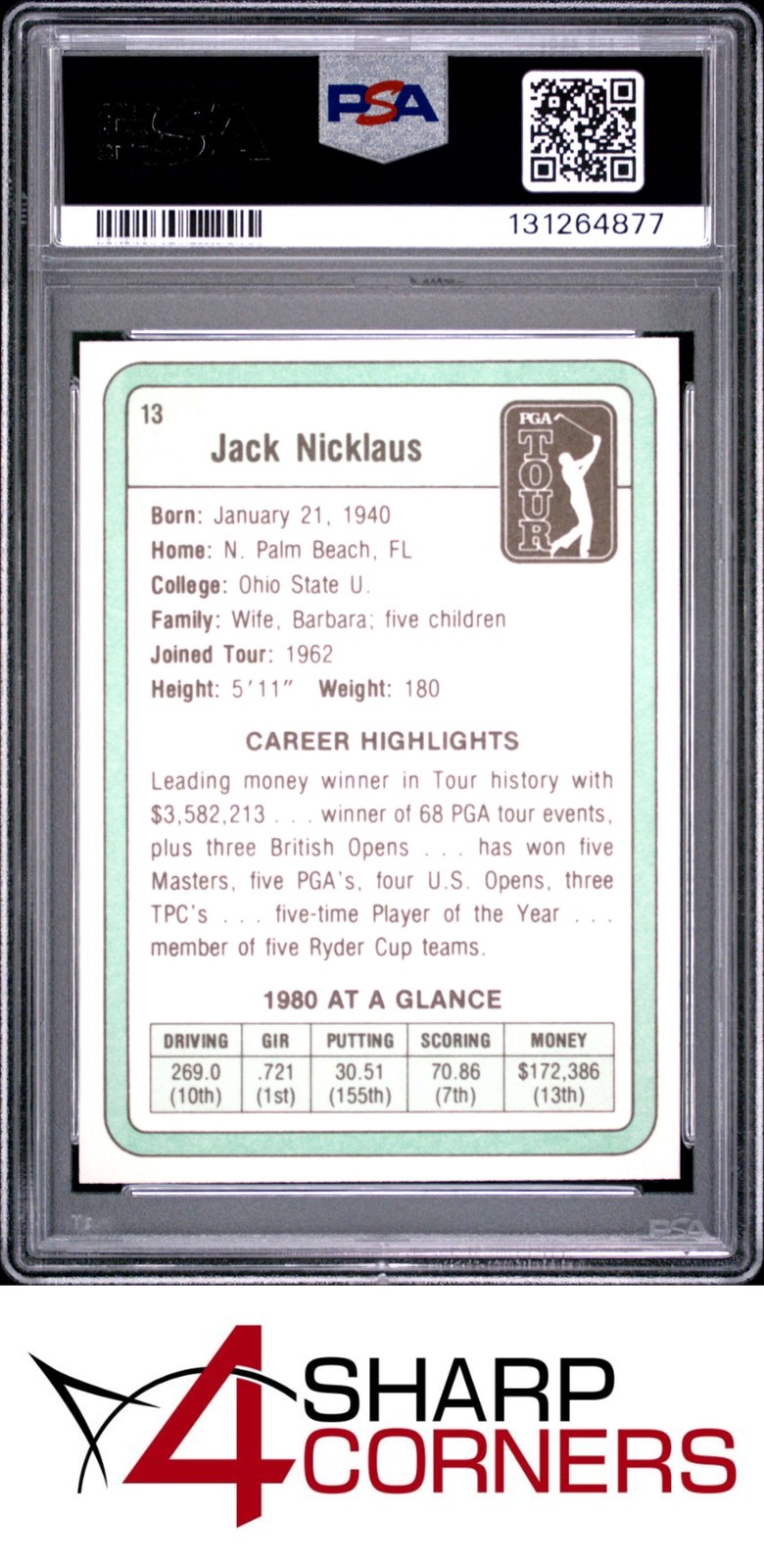 1981 DONRUSS GOLF #13 JACK NICKLAUS RC HOF PSA 9 view 2