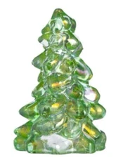 Christmas Holiday Tree - Apple Green Carnival Glass - Small 2 3/4" - Mosser USA