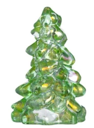 Christmas Holiday Tree - Apple Green Carnival Glass - Small 2 3/4" - Mosser USA