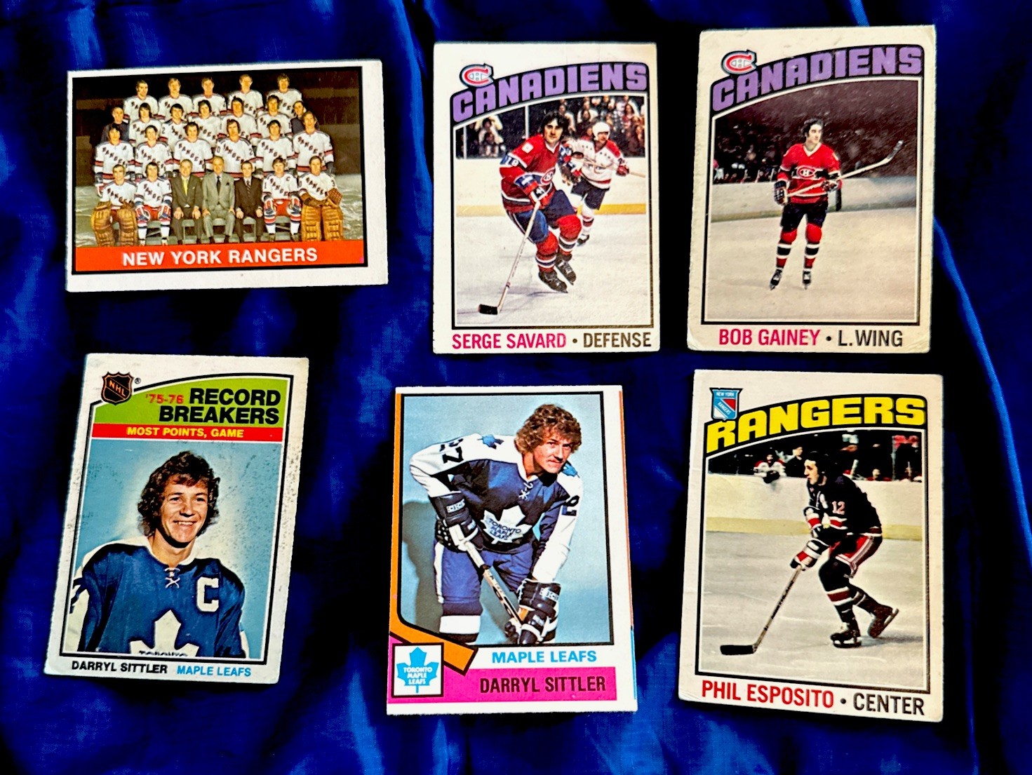 1974-75 1976-77 OPC HOF LOT DARRYL SITTLER PHIL ESPOSITO BOB GAINEY SERGE SAVARD