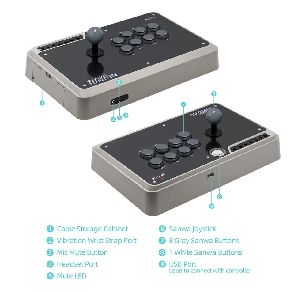 Mayflash F500 Elite Arcade Stick para PS3/4 Xbox 360 Xbox One Android y Switch Foto 4 de 4