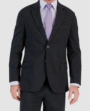 Nautica Men's Gray Stripe Modern Bi-Stretch Two-Button Gaff Jacket Suit Size 42R