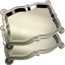 2 Pack 16.3x11.8 Rectangular Serving Tray, Chrome Silver, Mirror, Plain, GD-110
