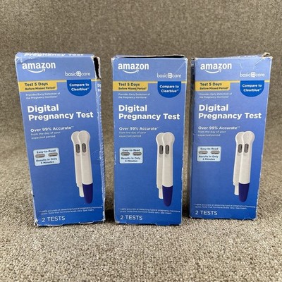 Pregnancy Tests 3 Pack Amazon Basic Care Digital 2 Tests Per Pack Exp 2/29/2028