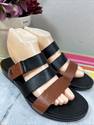 Sandalias Fitflop Gladdie 3 correas deslizables negras y marrones cómodas para mujer EU 39 US 8 M - Imagen 3 de 13