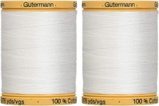 2-Pack - Gutermann Natural Cotton Thread Solids 876 Yards Each - White