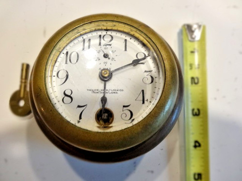Antique New Haven Angled Brass 8 Day Model T Automobile Dashboard Clock READ