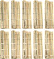 10 PCS 9.5" X 9.5" Natural Bamboo Sushi Rolling Mat