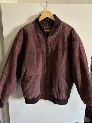 Vintage Barneys Brown Suede Bomber Jacket Mens XXL Full Zip Outerwear Grandpa