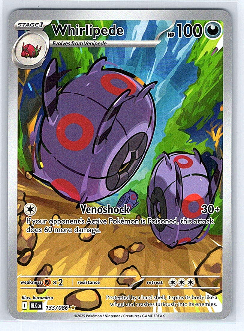 Whirlipede 133/086 Black Bolt NM Pokemon Card
