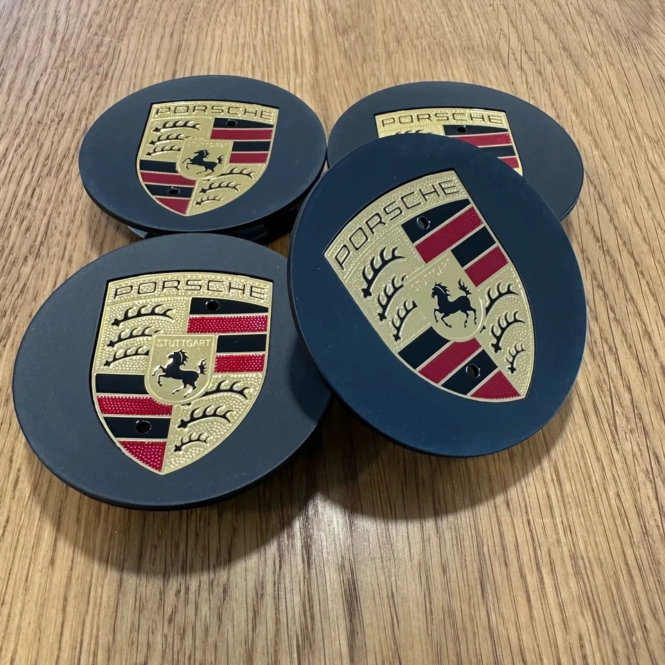 4x coprimozzo originale Porsche copricerchio nero 911 9P1601147A - Immagine 4 di 4