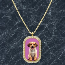 Gorgeous Cute Dog Puppy Pendant Necklace Graphic Design Charming Gold Tone Fine
