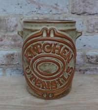 Vintage Tremar Pottery Kitchen Utensil Storage Jar Retro Farmhouse