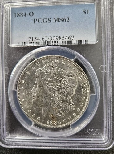 1884-O Morgan Silver Dollar $1 PCGS MS62 – New Orleans Mint