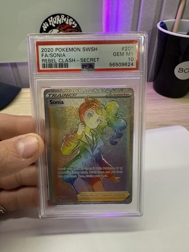 Pokémon! PSA 10 Sonia 203/192 - SWSH: Rebel Clash - Secret Rainbow - Gem Mint
