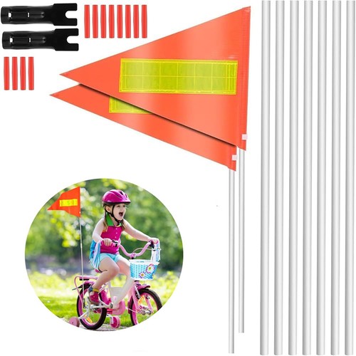Fahrrad Fahne Wimpel Fahrradfahne Verkehr Sicherheit für Radfahrer orange 2 Stk - Bild 2 von 19