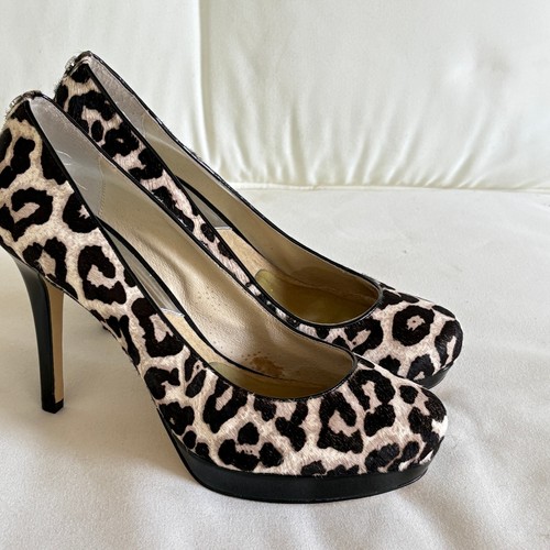 Michael Kors Ionna Plateau Heels 10 Leopard Kalbshaar Leder Pumps schwarz hellbraun