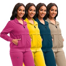 2025 Scrub Jackets Medical Nursing Zipper-Coat Long Sleeve Yellow Caribbean
