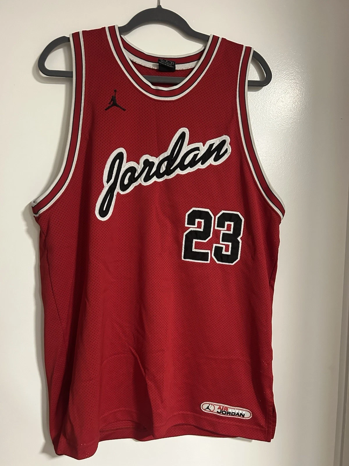 Vintage Nike Air Jordan Jersey Mens L Red Jumpman Stitched Embroidered